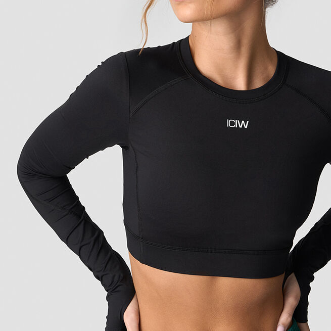 ICIW Contrast Cropped Long Sleeve, Black Contrast Treningsgenser Svart