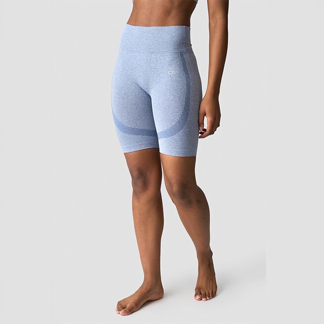 Soft Seamless Biker Shorts, Metal Blue Melange, L  Soft Seamless Sykkelshorts Blå
