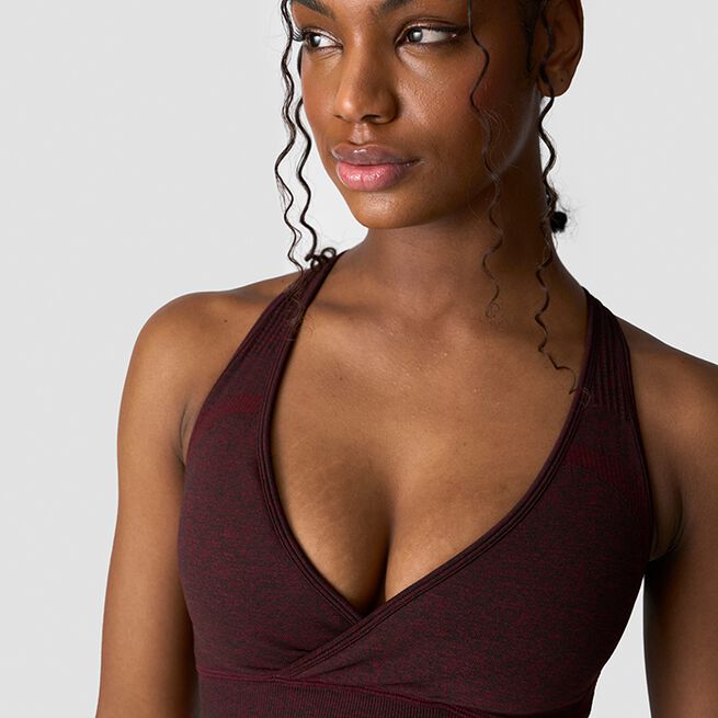 Soft Seamless Adjustable Sports Bra, Burgundy Melange, L  Soft Seamless Justerbar Sports-BH Mørkerød