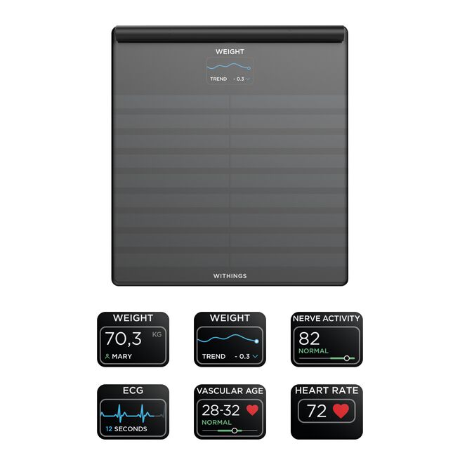 Withings Body Scan, Black  Body Scan Diagnostisk Personvekt Svart