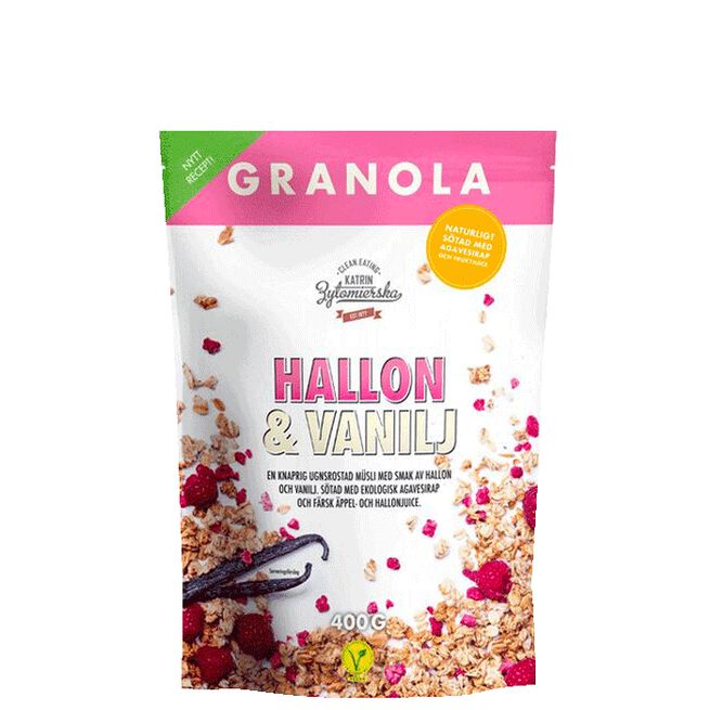 Granola Hallon & Vanilj, 400 g Clean Eating Granola Bringebær & Vanilje, 400 g