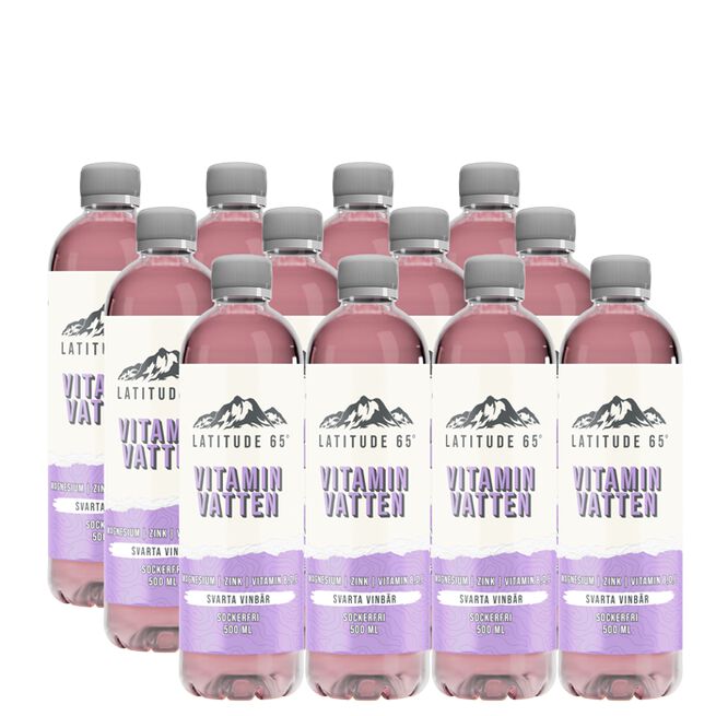 12 x Latitude 65, Vitaminvatten, 500 ml, Svarta Vinbär 12 x Latitude 65, Vitaminvatten, 500 ml Svarta Vinbär
