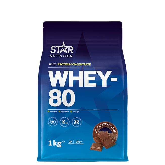 Star Nutrition whey-80 choklad Whey-80 Myseprotein 1 kg Choklad