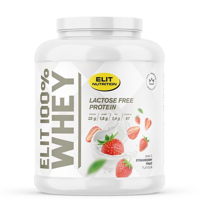 ELIT 100% Whey Lactose free, 2000 g, Strawberry Fruit ELIT 100 % Whey Laktosefritt Proteinpulver 2000 g Strawberry Fruit