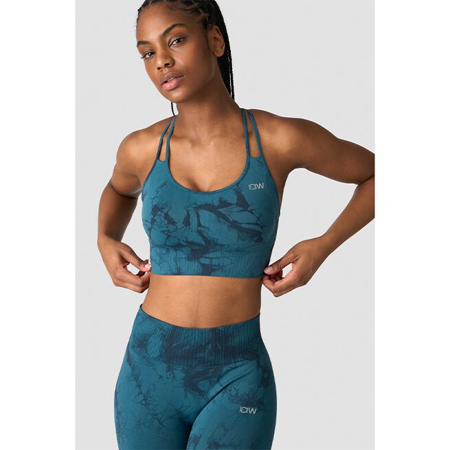 Define Seamless Tie Dye Sports Bra, Dark Teal, XS  Define Seamless Tie Dye Sport-BH Blågrønn