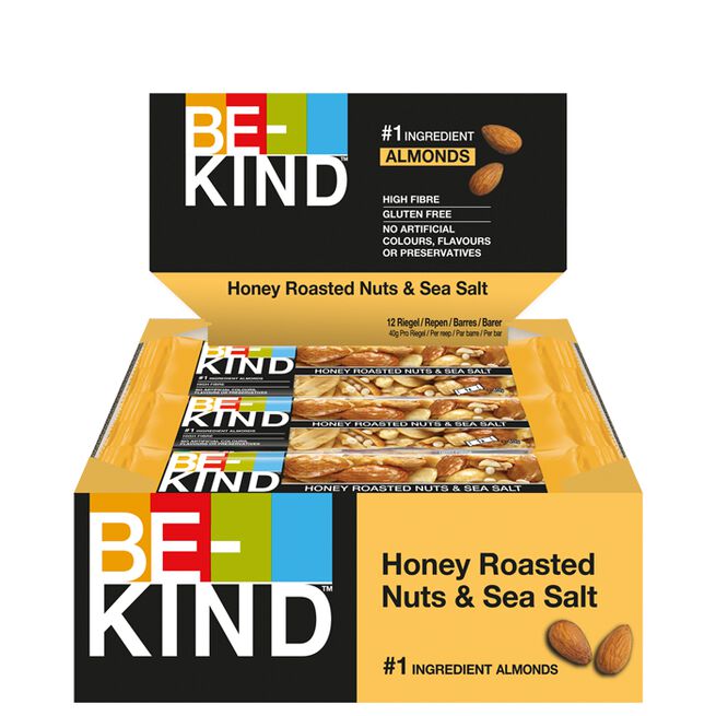 12 x BeKind Core Bar 40 g Honey Roasted Nuts & Sea Salt 12 x Core Bar 40 g Honningristede Nøtter & Havsalt Honey Roasted Nuts & Sea Salt