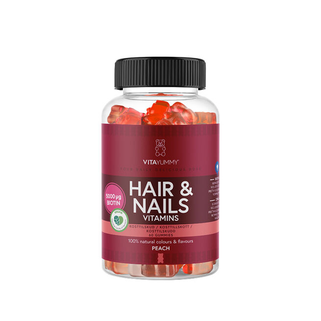 Hår & Naglar Persika 60 Gummies Hår & Negler Vitaminer 60 Gummies Fersken