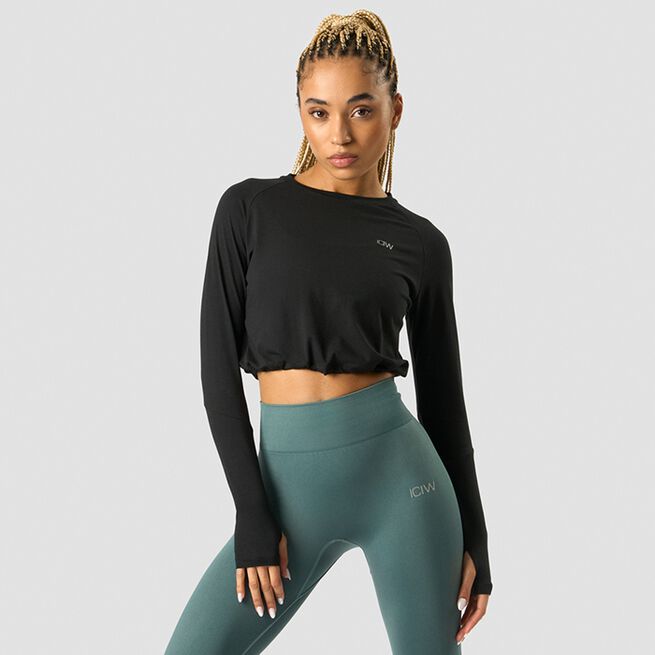 ICIW Define Cropped Adjustable Long Sleeve, Black Define Langermet Genser Svart