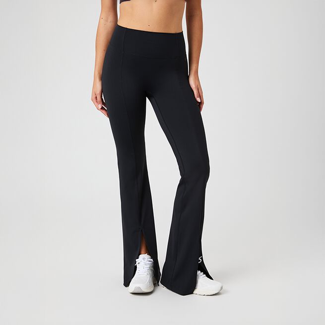 Studio Flared Slit Tights, Black Beauty, L Studio Flared Slit Träningstights Svart