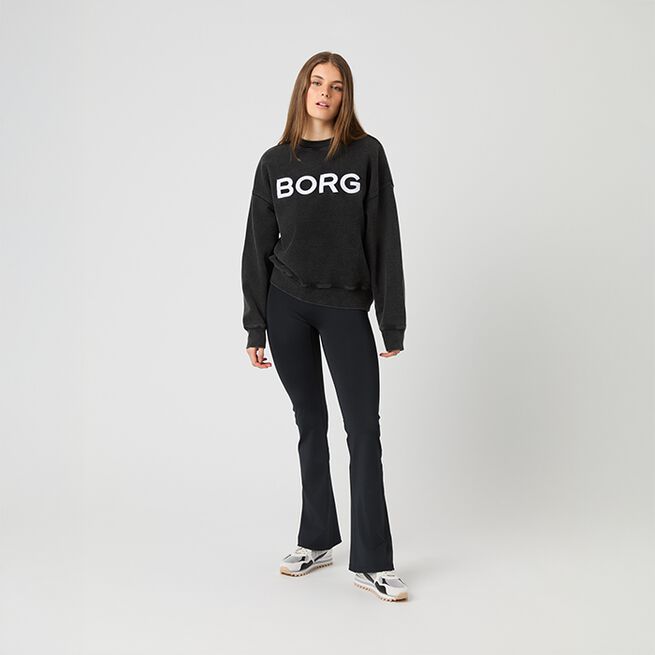 Borg Oversized Logo Sweatshirt, Washed Out Black, S  Oversized Logo Sweatshirt Svart