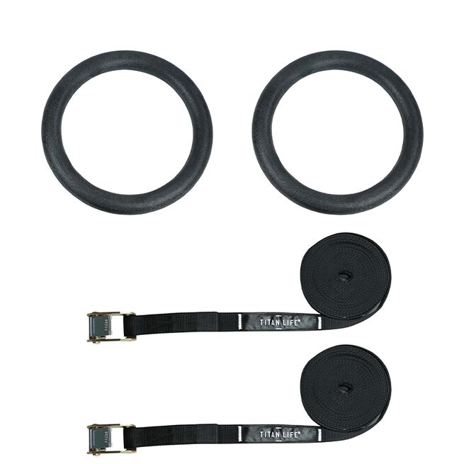 Titan Life Gym Rings, Black Gym Rings Romerske Ringer Svart