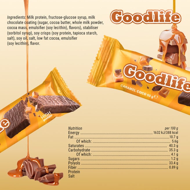 15 x Goodlife, 50 g, Caramel Coco  15 x Proteinbar 50 g Caramel Coco