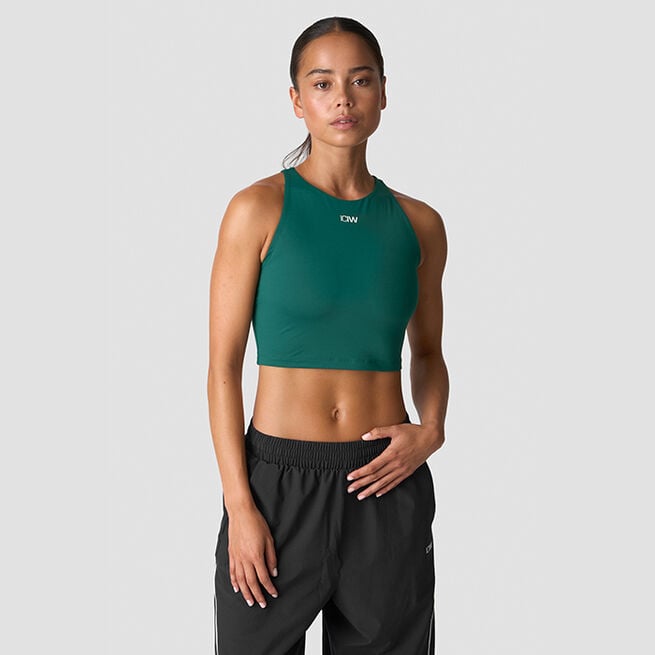 ICIW Contrast Cropped Tank Top, Deep Emerald Contrast Trenings-topp Grønn