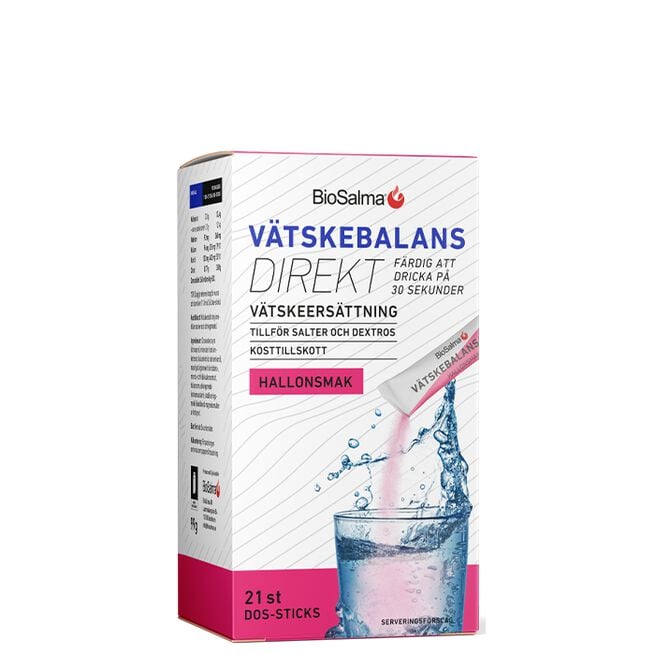 BioSalma Vätskebalans Direkt hallon 21 st Sticks Væskebalanse Direkte Væskeerstatning 21 porsjonsposer Bringebær