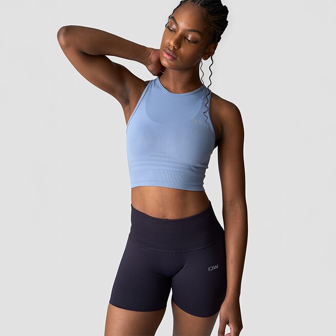 Define Seamless Cropped Tank Top, Metal Blue, L  Define Seamless Cropped Topp Blå