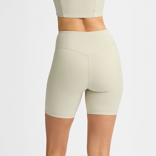 Röhnisch Ribbed R Bike HW Tights, Agate Gray Ribbestrikkede Sykkelshorts Beige