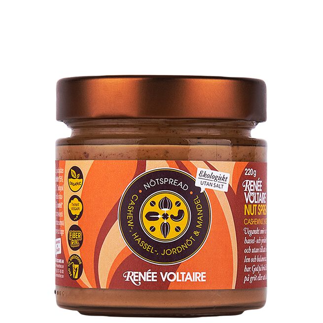 Renée Voltaire Nötsmör Cashewnöt Hasselnöt Jordnöt & Mandel 220 g Nøttesmør Cashewnøtt Hasselnøtt Peanøtt & Mandel 220 g