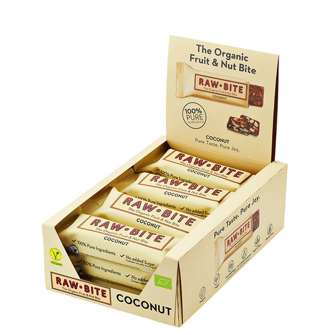 Rawbite bar 50g x12 12 x Frukt & Nøttbar 50 g Kokos