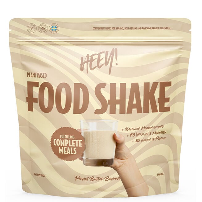 Heey! Vegansk Food Shake Måltidsersättning Jordnötssmör Banan 1400 g Vegansk Food Shake Måltidserstatning 1400 g Peanøttsmør Banan