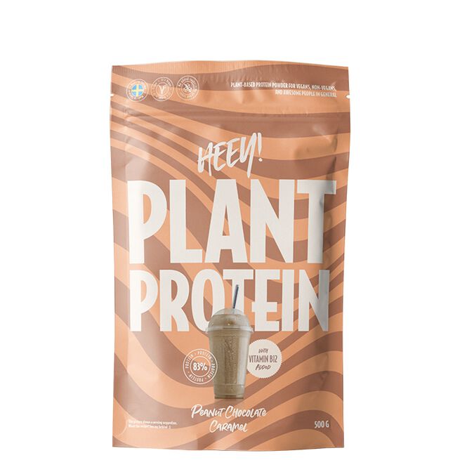 Heey! Veganskt Protein Jordnöt Choklad Karamell 500 g Vegansk Protein Peanøtt Sjokolade Karamell 500g
