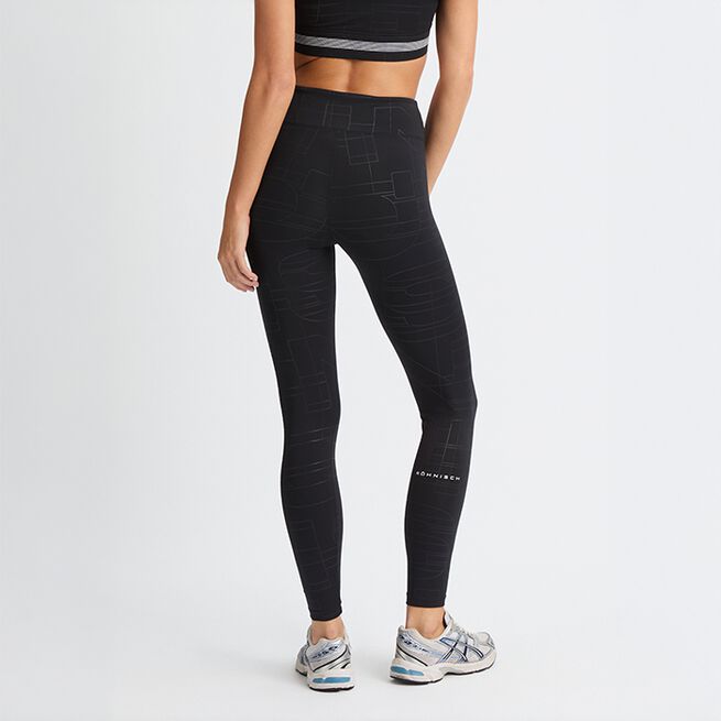 Logo Effect High Waist Tights, Black Logo Emboss, L  Logo Effect Emboss Tights Svart