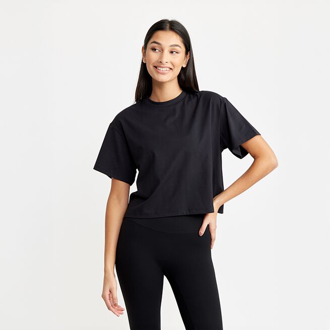 Butter Soft Cropped Tee, Black, XS  Butter Trenings-T-skjorte Svart
