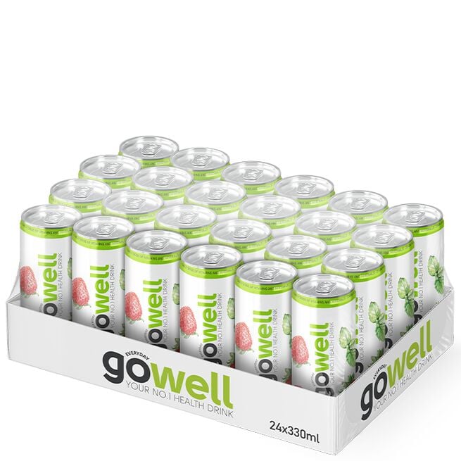 Flak GoWell Funktionsdryck 330 ml Jordgubb Hallon Mynta 24 x GoWell Funksjonsdrikk Brett 33 cl Jordgubb Hallon Mynta