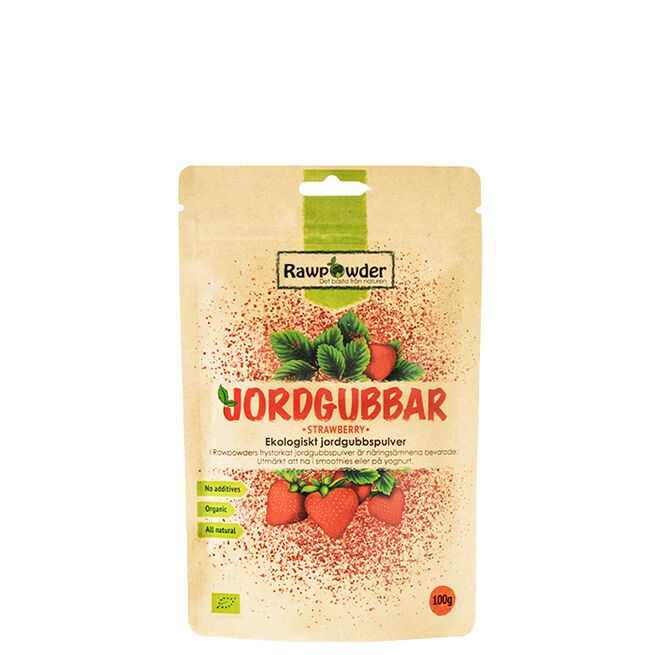 Jordbærpulver ØKO, 125 g Økologisk Jordbærpulver 100 g
