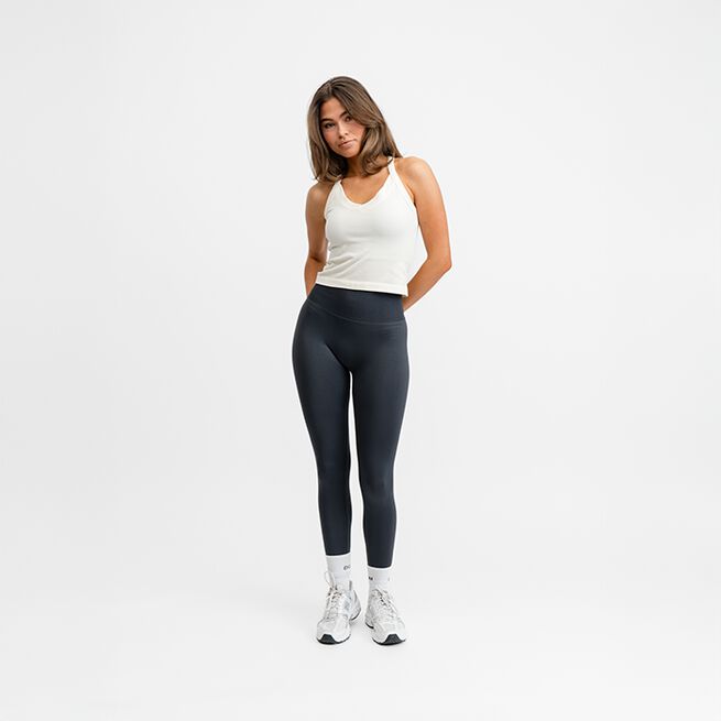 Ribbed Sports Tank Top, White, M  Treningslinne Hvit
