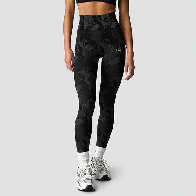 Camo Seamless Tights, Dark Grey Camo, L Camo Seamless Tights Grå