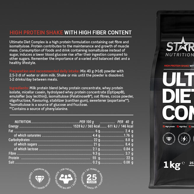 Ultimate Diet Complex, 1 kg, Jordbær  Ultimate Diet Complex Måltidserstatning 1 kg Strawberry