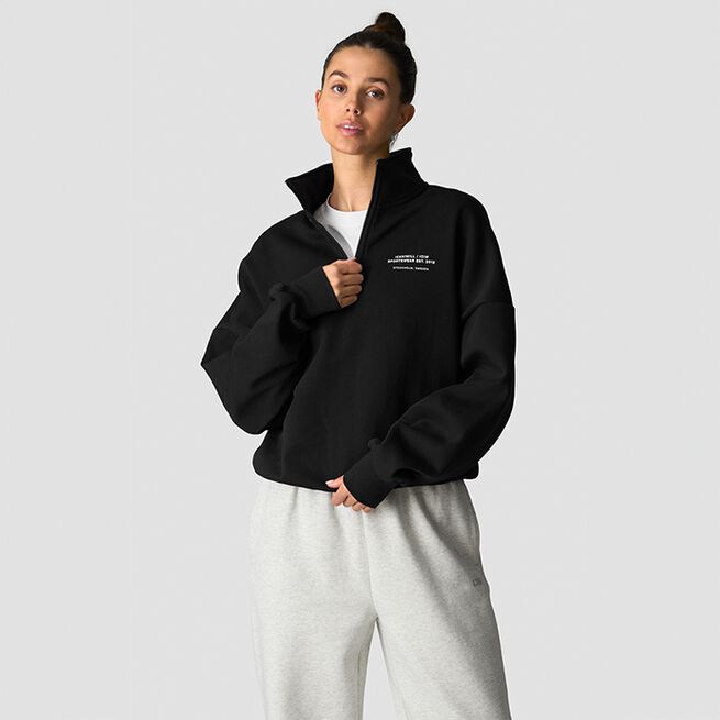 Everyday 1/4 Zip Crewneck, Black, XS Everyday 1/4 Zip Crewneck Svart