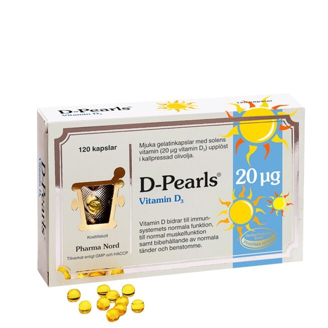 D-Pearls 20mcg 800IE Pharma Nord D-Pearls, 20mcg/800IE 120 kapsler