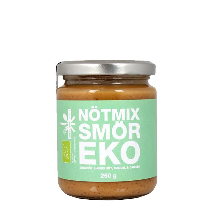 Nötmix Smör 250 g Nøtteblanding ØKO Smør, 250 g Jordnöt, hasselnöt, cashewnöt, mandel