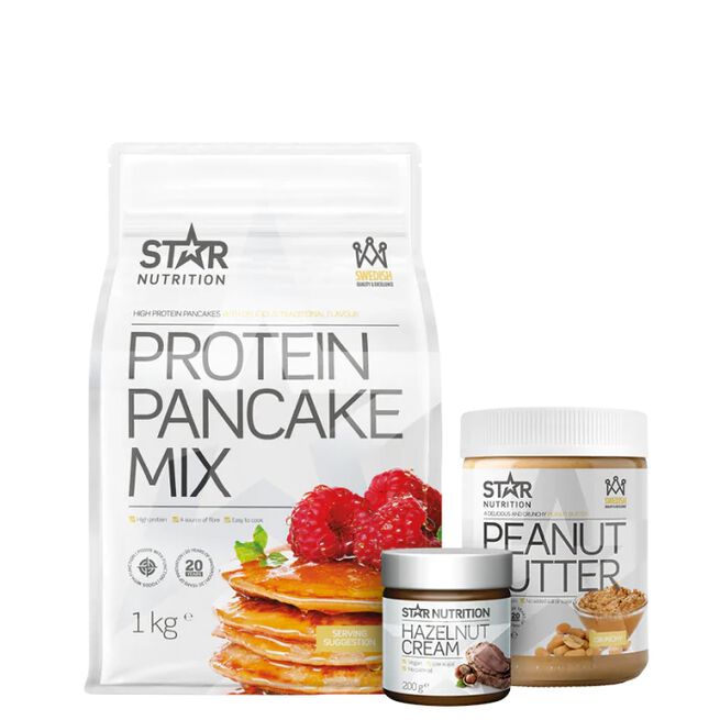 Star nutrition Protein pancakes hazelnut cream peanut butter Proteinpannekaker-Kit