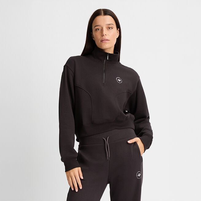 Soft Sweat Half Zip, Obsidian Black, XS Collegegenser med Glidelås Svart