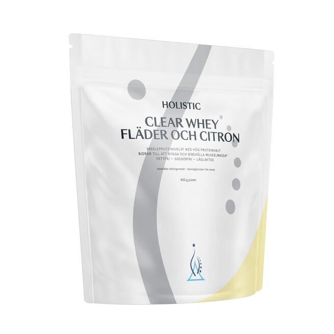Clear Whey vassleproteinisolat fläder och citron 400 g Clear Whey myseproteinisolat hylleblomst og sitron