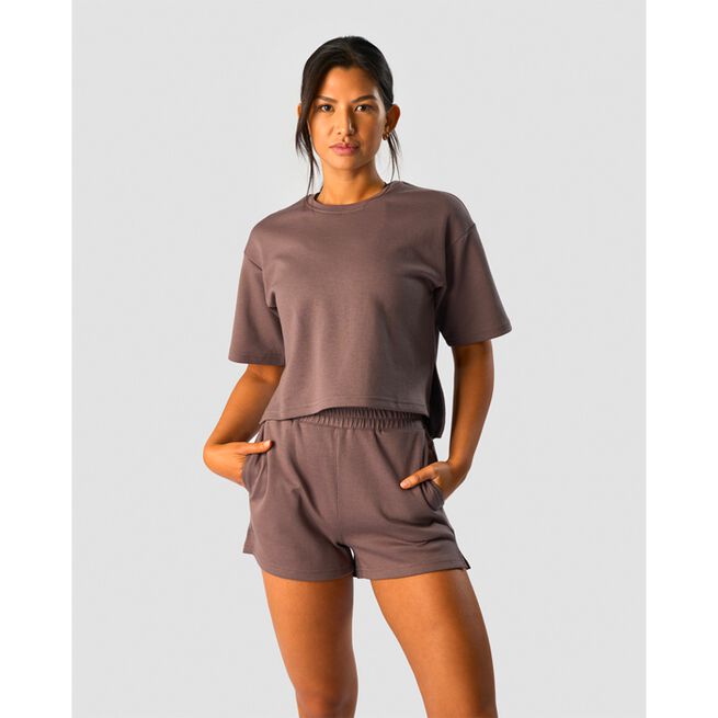 Revive Heavy Cropped T-Shirt Wmn, Dusty Brown, XS Revive Heavy Cropped T-Shirt Wmn, Dusty Brown