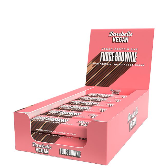 12 x Barebells Vegan Protein Bar, 55 g, Fudge Brownie 12 x Barebells Vegansk Proteinbar 55 g Fudge Brownie