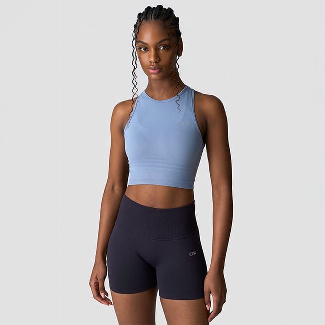 Define Seamless Cropped Tank Top, Metal Blue, L  Define Seamless Cropped Topp Blå