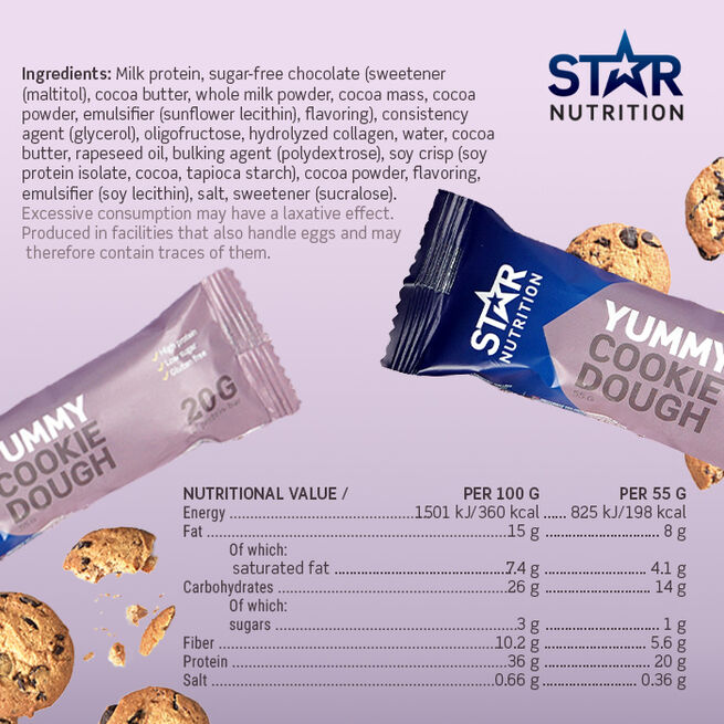 12 x Star Nutrition Protein Bar 55 g Cookie Dough  12 x Proteinbar 55 g Cookie Dough