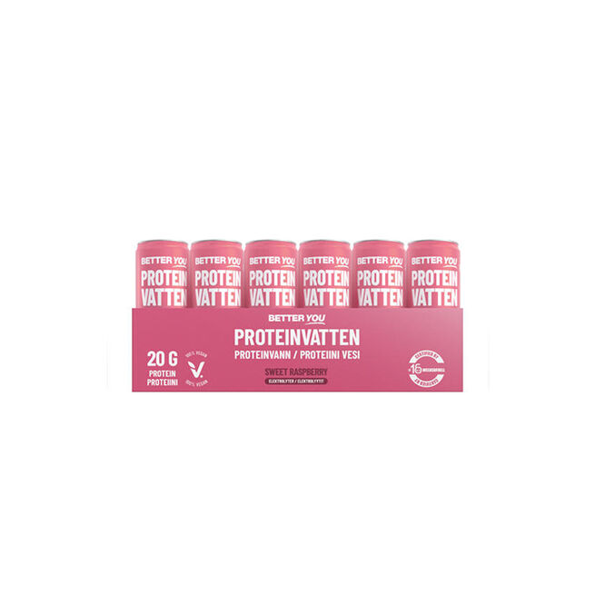 24 x Proteinvatten Elektrolyt 330 ml Hallon 24 x Proteinvann Elektrolytter 330 ml Bringebær