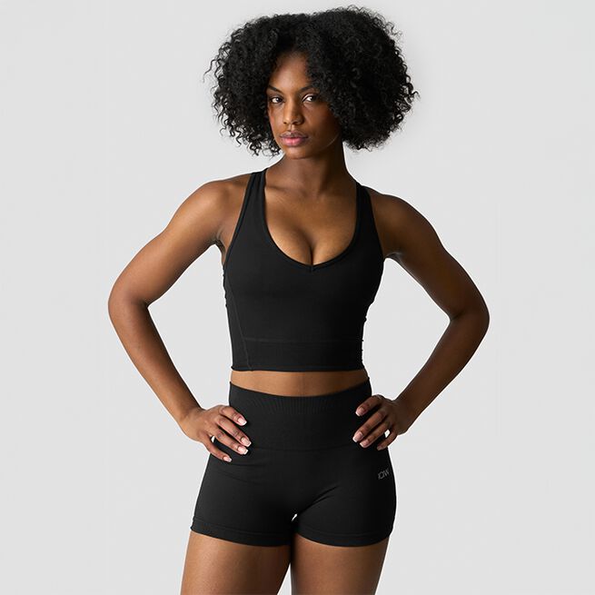 Ignite Cropped V-neck Tank Top, Black, L Croppet Treningstopp Svart