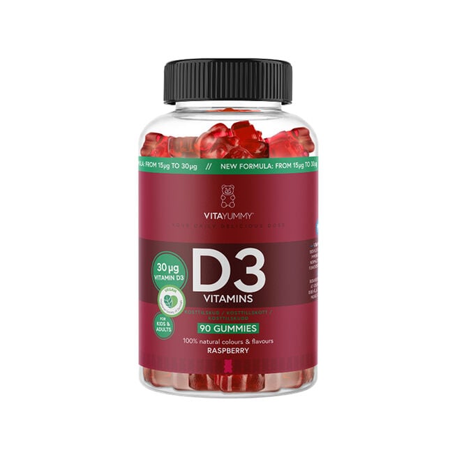 D3 Vitamins Hallon 90 st Gummies D3 Vitamins Bringebær 90 stk Gummies