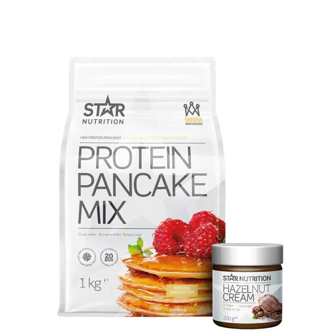 Star nutrition protein pancakes hazelnut cream Proteinpannekaker 1 kg + Protein Hasselnøttkrem 200 g