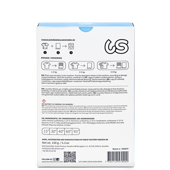 Tvättmedelark Ocean Breeze 60-Pack  Vaskemiddelark Ocean Breeze 60-Pack