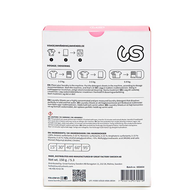 Tvättmedelark Parfymfritt 60-Pack  Vaskemiddelark Parfymefri 60-Pack