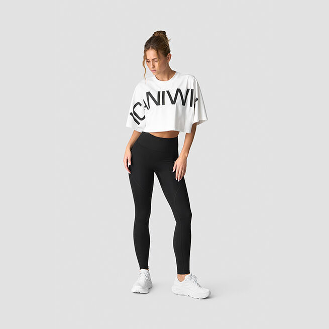 ICIW	Contrast Cropped Logo T-shirt, White Contrast Cropped T-skjorte Hvit