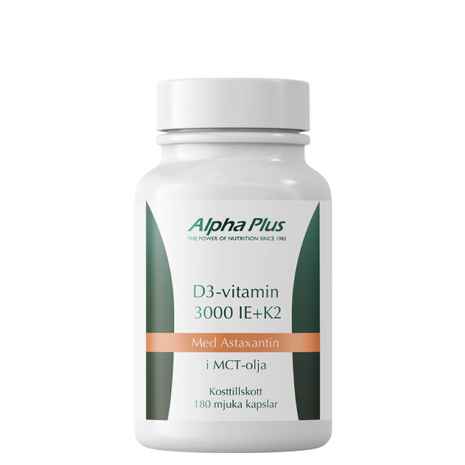 D3-vitamin 3000 IE + K2, 180 kapslar D3-vitamin 3000 IE + K2, 180 kapsler