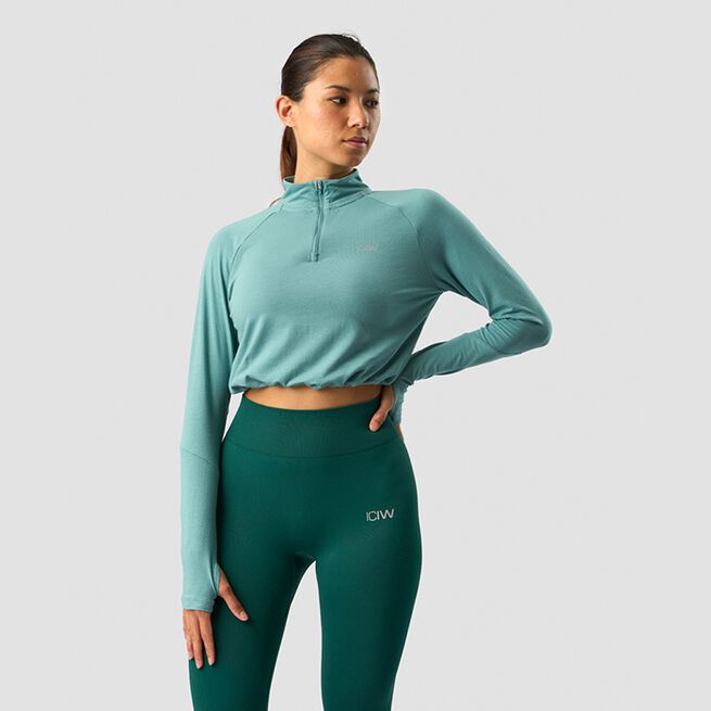 Define Cropped 1/4 Zip Adjustable, Mineral Green, L Define Cropped 1/4 Zip Adjustable, Mineral Green